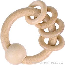 Dřevěná hračka pro miminka se čtyřmi kroužky, včelí vosk (Heimess nature)